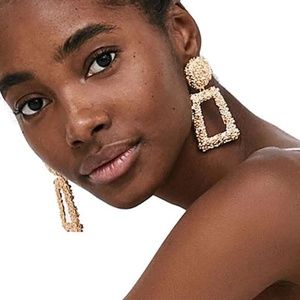 Gold dangle Large fashion earrings